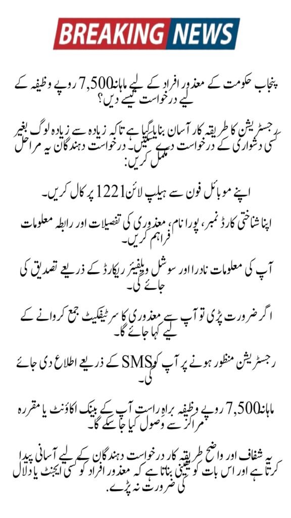 Punjab Govt Rs. 7,500 Monthly Stipend for Disabled Persons – Complete Guide