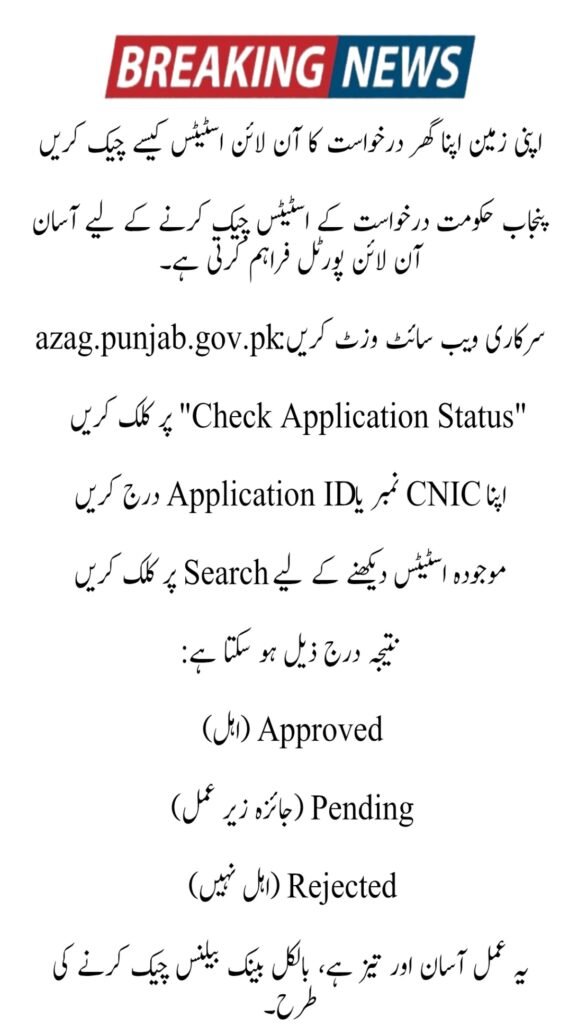Apni Zameen Apna Ghar Program 2025: How to Check Application Status Online